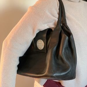 Kate Spade - black leather turn lock satchel shoulder bag